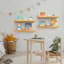 Scalloped Baby Book Shelf,Floating Shelves for Wall Set of 4 Natural Solid Pine Wood Nursery Bookshelves with Wave Lip for Bedroom Kids, Toddler Room, Baby Room, Nursery Decor(Natural,40cm) by TinyTreasures Baby Boutique