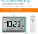 Wall Clock Atomic with Indoor Outdoor Temperature Battery Powered, Easy Reading with 10.5 Inch Large LCD Display, 330FT Range Table Wall Clock With DST, 12/24 Hour for Living Room Kitchen (Silver) by CozyNest Decor