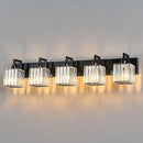 Modern Bathroom Vanity Light 5-Lights Plating Black Vanity Light Crystal Wall Light Bathroom Light Fixtures by CozyNest Decor