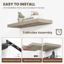 55 Inch Floating Shelves, 12 Inch Deep Floating Shelves for Wall, Floating Shelf with Invisible Brackets, Deep Shelves for Bathroom, Bedroom, Living Room, 1 Pack, Grey by CozyNest Decor