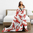 HGOD DESIGNS Red Lobster Fleece Throw Blanket Ultra Soft Cozy Blooming Decorative Flannel Blanket All Season for Home Couch Bed Chair Travel 50x60in by CozyNest Decor