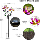 55'' Solar Powered Kinetic Wind Spinner Sculpture Pink Lotus Metal Stake Spinner for Patio, Lawn and Garden Decor Weather-Resistant Outdoor Art with Dual Lotus Design by CozyNest Decor