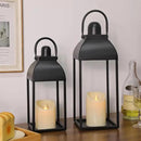 Lanterns Decorative Outdoor Indoor, Black Metal Outdoor Lanterns, 17'' 13'' Set of 2 Modern Farmhouse Candle Lantern Halloween Lanterns Centerpieces for Home, Wedding, Patio, Porch, Mantel by CozyNest Decor