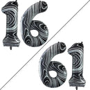 GOER Number 16 Balloons for 16th Birthday Sweet 16 Party Decorations,42 Inch Jumbo Foil Helium 61 Balloons for 61st Birthday Party Decoration (Marble Black) by TinyTreasures Baby Boutique