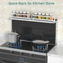 LUCYCAZ 2 Pack Wall Mounted Spice Rack with 16 Hooks, Spice Organizer Shelf for Stove Cabinet Pantry Door,Screw or Adhesive Spice Shelf Hanging Wall Spice Rack in Kitchen and RV (White, 2 PACK) by CozyNest Decor