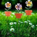 Metal Garden Stakes Decor,3 Pack Flowers Pot Decorative Garden Stakes, Waterproof Spring Outdoor Decor,Metal Flowers Garden Decor for Outside,Lawn,Yard,Pathway by CozyNest Decor
