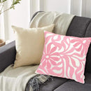 Alysheer Farmhouse Floral Leaves Embroidered Decorative Throw Pillow Cover 18x18 inches, Boho Tufted Flowers Embroidery Pattern Chic Cotton Cushion Case for Couch Bed Sofa Living Room(Light Pink) by CozyNest Decor