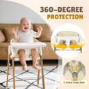 Convertible High Chairs for Babies & Toddlers. 5-in-1 Adjustable High Chair with Removable Tray, Easy to Clean, Portable (White Khaki) by TinyTreasures Baby Boutique