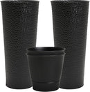 Worth Garden 2-Pack 28" H. Metal Planter with 2X Inside Pots - Hand-Hammered Texture Tall Narrow Tapered Plant Pots - Large Handcrafted Flower Pot for Indoor Outdoor, Deck, Patio, Front Porch (Black) by CozyNest Decor