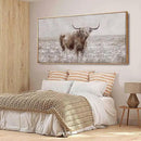 Farmhouse Highland Cow Wall Decor on Canvas with Framed Large Landscape Brown Artwork for Bedroom Living Room Office Decor 29x58 Inch by CozyNest Decor