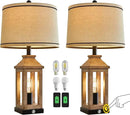 23.75" Farmhouse Dual USB Charging Ports 3-Way Dimmable Touch Control Table Lamp with Nightlight Vintage Modern Lamps for Living Room Bedroom by CozyNest Decor