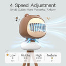 Cute Bear Stroller Fan Clip On for Baby, Portable Bladeless Fans 4 Speeds Oscillating, 4000mAh Rechargeable Battery Powered, Flexible Tripod Strong Cooling for Bedside Crib Car Seat by TinyTreasures Baby Boutique