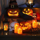 NURADA Flameless Candles with Remote Timers: Built-in Star String Lights 3D Wick Battery Operated Flickering LED Electric Candles for Halloween Thanksgiving Dinner Tables Fall Home Decor Orange 3 Pack by CozyNest Decor