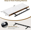 Fun Memories White Floating Shelves, 8 Inch Deep Wall Shelves Set of 2, Rustic Deep Shelves for Wall Storage, 24 x 8 Floating Shelves, 8" Deep White Shelves for Bedroom, Living Room, Kitchen by CozyNest Decor