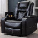 CANMOV Electric Power Recliner Chair with USB Ports and Cup Holders, Breathable Leather Home Theater Seating with Hidden Arm Storage (Black) by CozyNest Decor