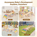 Pikler Triangle Set with Cushion, 8-in-1 Toddler Climbing Toys Indoor, Wooden Montessori Climbing Set with Arch Ramp,Ladder&Tent Cloth, Baby Indoor Climber Jungle Gyms for Toddlers Toy, Rainbow by TinyTreasures Baby Boutique