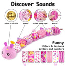 Infant Baby Musical Stuffed Animal Activity Soft Toys with Multi-Sensory Crinkle, Rattle and Textures for 0-3-6-12 Months Developmental Toys, Caterpillar, Purple by TinyTreasures Baby Boutique
