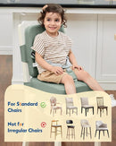 HOMEAL Toddler Booster Seat for Dining Table - Booster Seat for Kitchen Chair with Easy-Install Straps - Wipeable Surface & Removable Cover Easy to Clean -Breathable Fabric - Sage by TinyTreasures Baby Boutique