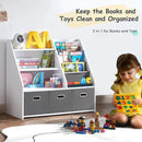 Kids Bookshelf, Kids Toy Storage Organizer with Storage Bins, Wooden Bookshelf and Book Display Shelf for Bedroom, Playroom, Nursery, Classroom, White by CozyNest Decor
