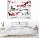 Cherry Blossoms Tapestry, Japanese Fuji Mountain Wall Tapestry, Nature Landscape Wall Art for Bedroom & Living Room Decor, 40"x30" by CozyNest Decor