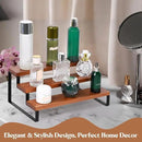 3 Tier Wooden Display Riser Stand Perfume Organizer with Metal Stand, Dessert Table Display Set, Food Display Stands for Party, Brown Rustic Solid Wood Shelf for Cupcakes, Perfume, Cologne, Spiece by CozyNest Decor