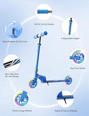 Scooter for Kids Ages 3+, 2 Wheels Kids Kick Scooter with Led Light Up & 3 Levels Adjustable, Lightweight Foldable for Boys&Girls by TinyTreasures Baby Boutique