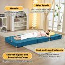 jela Foldable Sofa Bed, Convertible Sleeper Lounge Chair Floor Mattress Floor Couch with Backrest, Fold Out Futon with Washable Miss Fabric Cover for Guest Room, Living Room (83"x33",Teal) by CozyNest Decor