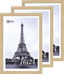 VCK 16x24 Oak Wood Frame for Poster & Picture, Natural Solid Wood Photo Frames 3 Pack, Wall Gallery Frame by CozyNest Decor