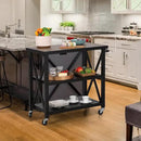 PHI VILLA Outdoor Grill Table, Elegant Grill Cart with Ceramic Wood Grain Table Top, Serving Cart with Shelves, Patio Grilling Backyard BBQ Grill Cart, Black by CozyNest Decor