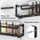 LUCYCAZ 2 Pack Wall Mounted Spice Rack with 16 Hooks, Spice Organizer Shelf for Stove Cabinet Pantry Door,Screw or Adhesive Spice Shelf Hanging Wall Spice Rack in Kitchen and RV (Black, 2 PACK) by CozyNest Decor