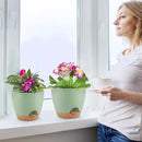 Plant Pots 8/7/6.5/6/5.5/5 Inch Self Watering Pots, Set of 6 Plastic Planters with Drainage Holes and Saucers,Plastic Flower Pots,Nursery Planting Pot for Indoor Out Door Plants（Green） by GreenHaven Gardens