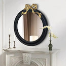 25x25 inch Bow Antique Round Mirror for Wall, Gold & Black Decorative Wall-Mounted Circle Mirror, Perfect for Bedroom, Hallway, Living Room Décor, and Bathroom Vanity by CozyNest Decor