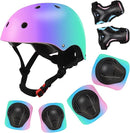 Color Gradient Adjustable Kids' Helmet with Knee & Elbow Pads Set | Multi-Sport Safety Gear for Boys & Girls Ages 5-14 | Skateboarding, Scooters, Roller & Inline Skating, Longboarding by TinyTreasures Baby Boutique