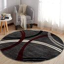 Rugshop Modern Wavy Circles Design Round Area Rug 8' Red by TinyTreasures Baby Boutique
