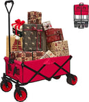 Collapsible Foldable Wagon Cart, Heavy Duty Folding Wagon with Big All-Terrain Beach Wheels, Portable Utility Garden Cart with 330lbs Weight Capacity for Camping Fishing & Outdoor Use by GreenHaven Gardens