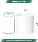 D'vine Dev 4 Pack 4 Inch Modern Plastic Plant Pots, Small Garden Planters for Plant with Drainage Holes and Saucers, White Color, 74-Z-E-2 by GreenHaven Gardens