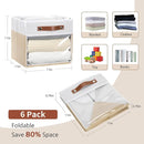 HNZIGE 11 Inch Foldable Fabric Storage Cubes - Clear Bins for Shelves, Canvas Cube Organizer Bins (White Beige 6 PCS) by TinyTreasures Baby Boutique