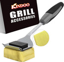 Grill Cleaning Brush Bristle Free for Outdoor Grill Brush Extended Handle for Cast Iron Stainless-Steel Grates, Replaceable BBQ Cleaner Brush Head, Steam Safe Grill Brush with Scraper, Black by GreenHaven Gardens