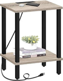 TUTOTAK End Table with Charging Station, Small Side Table with Outlets, Nightstand Bedside Table, 2-Tier Storage Shelf for Small Space, Living Room, Bedroom, Greige TB01BG040 by CozyNest Decor