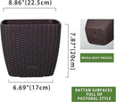 Dexceder 9x8 Self Watering Planter Indoor Outdoor, Inner Mat Design, Thickened Table Flower Plant Pot with Water Level Indicator (Brown Rattan) by GreenHaven Gardens