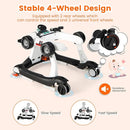 HONEY JOY 4-in-1 Baby Walker, Activity Push Walker w/3 Adjustable Heights, Smooth Wheels w/Adjustable Speed, Padded Seat, Music & Light, Foldable Car Walker for Baby Boys Girls Age 6 Months+ (White) by TinyTreasures Baby Boutique