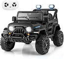 Costzon 12V Kids Ride on Truck Car, Electric Vehicle w/Remote Control, Threaded Wheels, 3 Speeds, LED Lights, Music, Horn & Wireless Connection, Battery Powered Ride on Toy for Boys & Girls 3+ (Black) by TinyTreasures Baby Boutique