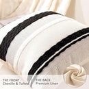 Boho Throw Pillow Covers 18x18 Set of 2 Farmhouse Decorative Cushion Case Striped Square Pillows Cover Chenille Pillow Cases Accent Neutral Pillowcase for Sofa Couch Bed,Black and White by CozyNest Decor