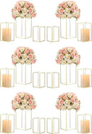 Hewory Glass Hurricane Candle Holder Set of 18, Gold Large Hurricane Centerpiece for Table, Tall Floor Square Pillar Candle Holders Lantern Set for Wedding, Anniversary, Party, Fireplace, Dining Room by CozyNest Decor