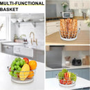 Livabber Countertop Fruit Basket Bowl with Banana Hanger, Modern Standing Fruit Vegetable Bowl Storage, with Banana Tree Holder for Kitchen Dinning Table (Round Marble, Chrome) by CozyNest Decor