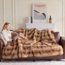Fluffy Faux Fur Throw Blanket – Super Soft Warm Thick Plush Blanket for Bed, Couch & Office, Cozy Fuzzy Throw with Flannel Backing,90"x90", Brown by CozyNest Decor