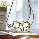 HDCRYSTALGIFTS Orange Cat On Moon Stained Glass Window Hangings,Tabby Cat Decoration suncatcher Hanging Ornament Gift for Mom,Cat Memorial Gifts for Cat Lovers, Pet Loss Sympathy Gift by GreenHaven Gardens