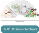 Oubonun Lazy Susan Organizers Set of 4, 10.2”x 9.4”x 4” Plastic Transparent Kitchen Cabinet Storage Bins with Handle, 4" Deep Container, 1/8 Wedge - Food Safe, without BPA