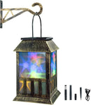 Solar Lanterns Outdoor Waterproof, Pathway Lights Hanging Lights with 3D Lighting Effects, Solar & USB C Charging, Metal Garden Decor Lights for Landscape Yard Patio Lawn Driveway, RGB Light 1 Pack by GreenHaven Gardens