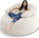 HABUTWAY Bean Bag Chair with U-Shaped Pillow for Adult and Kids Big BeanBag Chair with Filling Ultra Soft Faux Fur Couch Chair with Washable Cover for Living Room Bedroom Office, Beige & Beige by CozyNest Decor